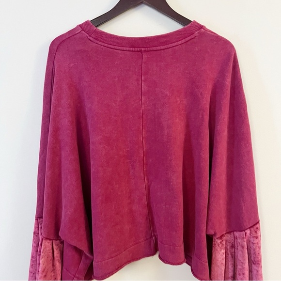 Free People Glorious Bell Sleeve Pullover in Washed Berry Pink Size Medium - Picture 10 of 11